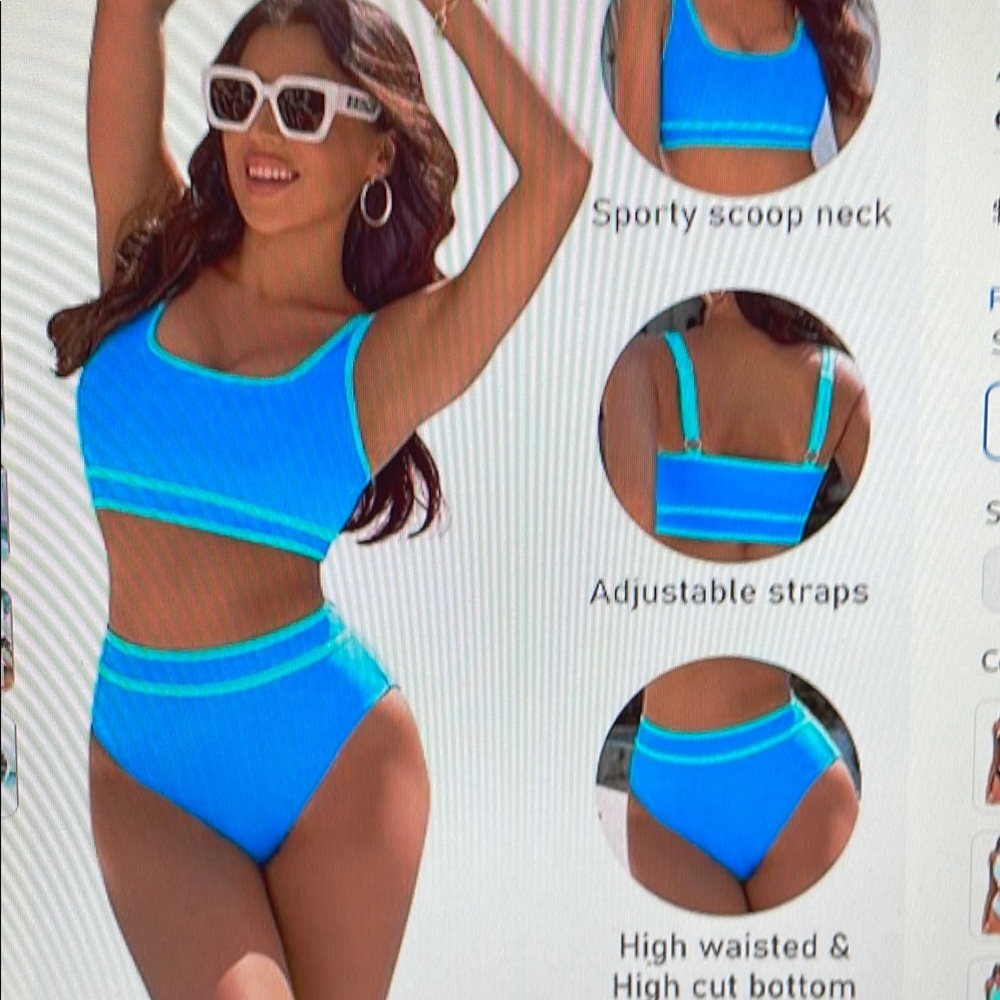 Women's High Waisted Sporty 2 Piece Swim Set NWOT Small - Picture 3 of 4